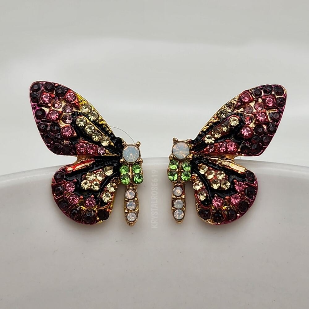 Free People Purple Pink Butterfly Earrings